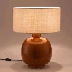 Abat-jour cylindrique en coton D40cm - beige roucas