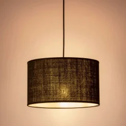 Abat-jour cylindrique en coton D40cm - noir