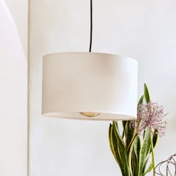 Abat-jour cylindrique en coton D40cm - blanc capelan