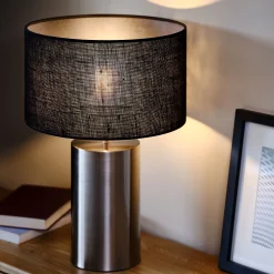 Abat-jour cylindrique en jute D32cm - noir