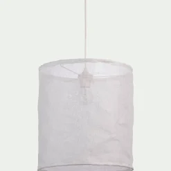 Abat-jour cylindrique en lin D35cm - blanc