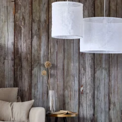 Abat-jour cylindrique en lin D35cm - blanc