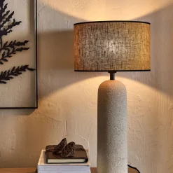 Abat-jour cylindrique en lin D32cm - jaune miel