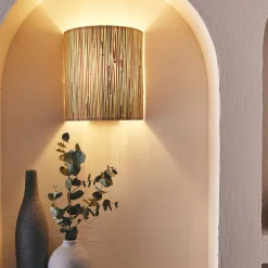 Applique électrifiée en acier et algues H26cm - naturel