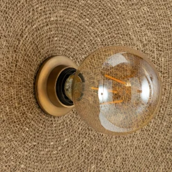 Applique murale électrifiée en jonc de mer D61cm - naturel