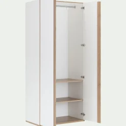 Armoire de dressing 2 portes battantes en bois effet chêne H235xL100cm - blanc