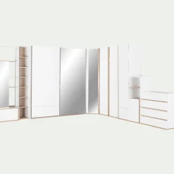 Armoire de dressing 2 portes battantes en bois effet chêne H235xL100cm - blanc