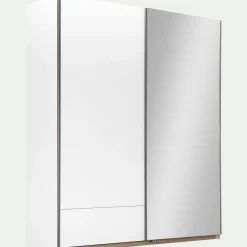 Armoire dressing avec 2 portes coulissantes en bois effet chêne H235cm - blanc