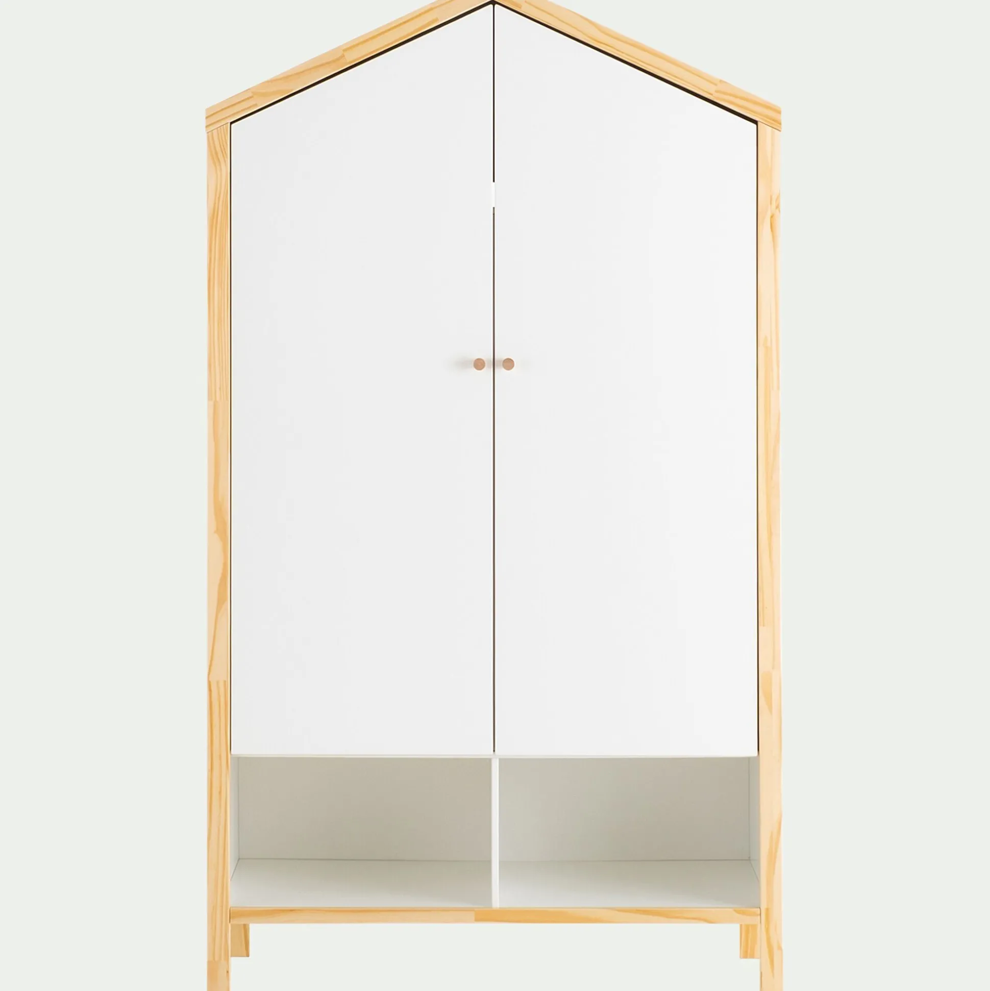 Armoire forme de maison en bois H185cm - blanc