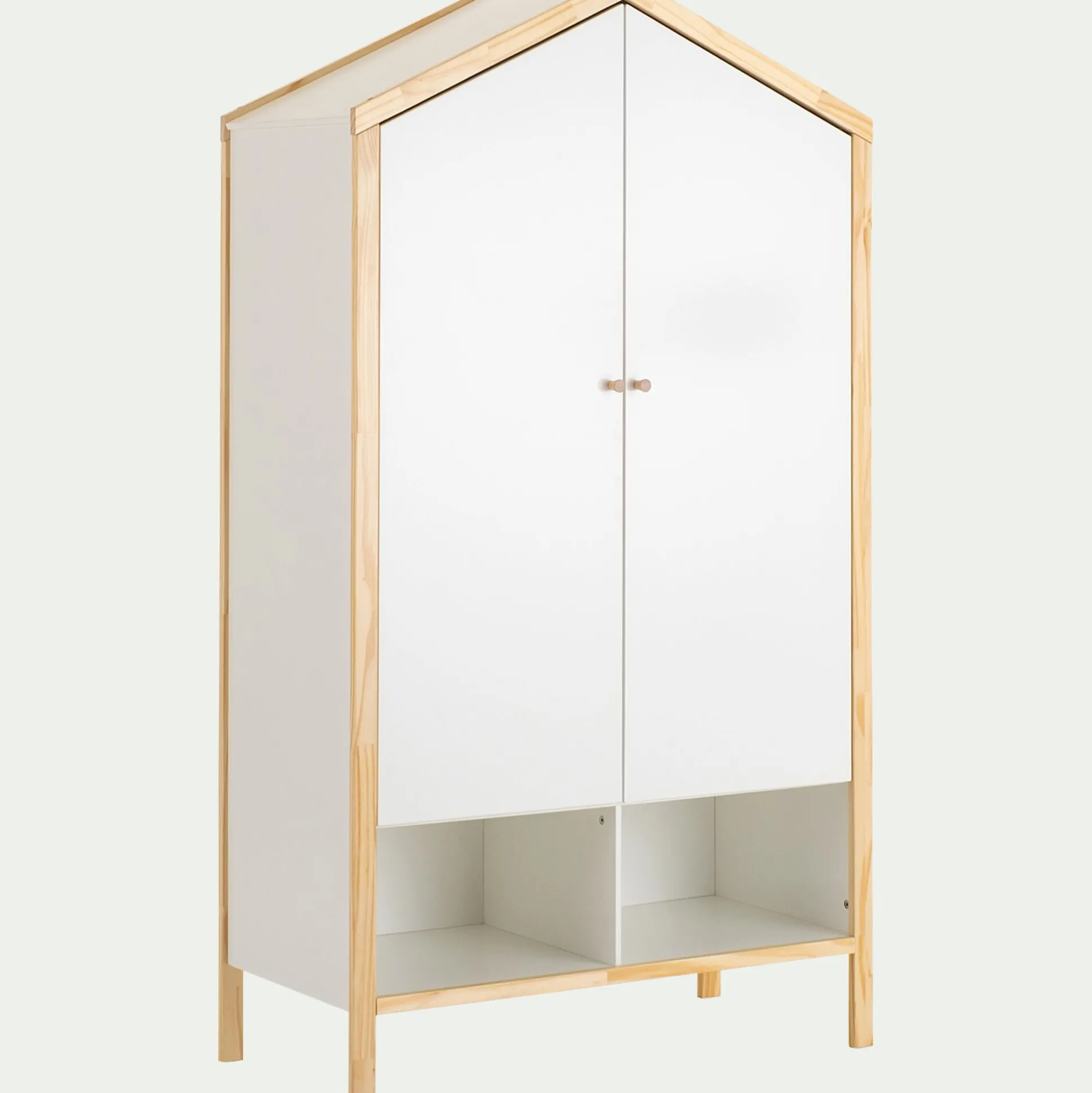Armoire forme de maison en bois H185cm - blanc