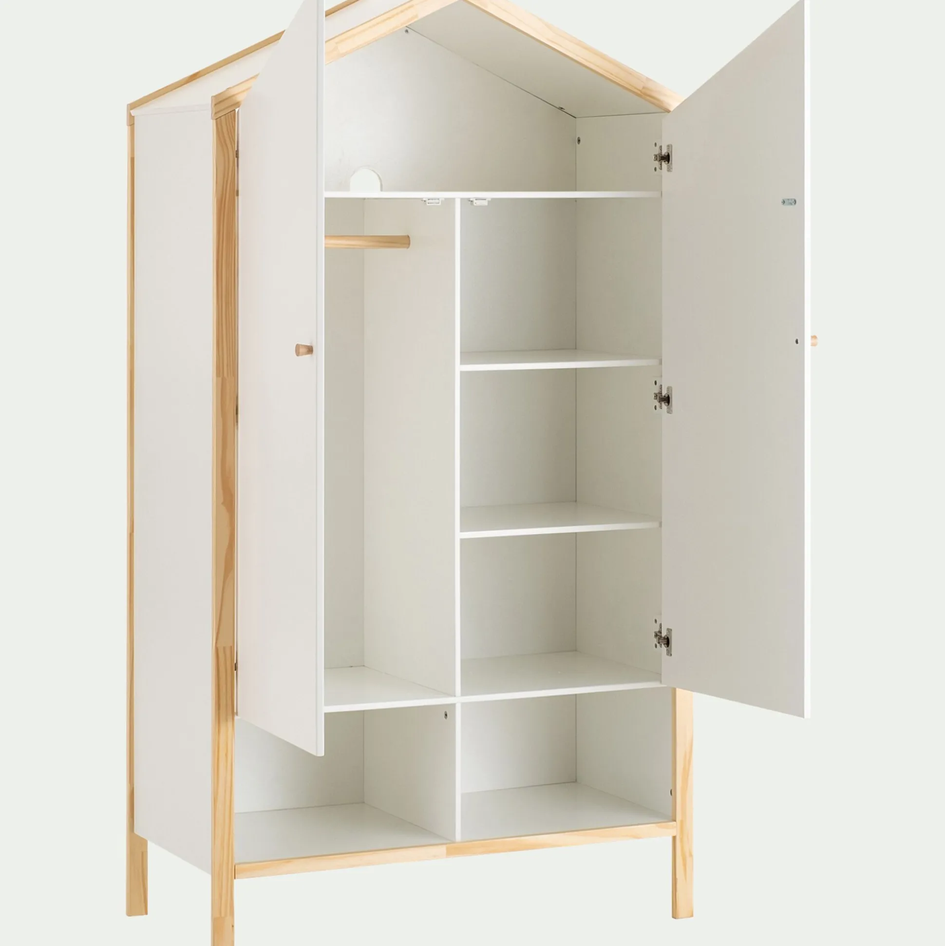 Armoire forme de maison en bois H185cm - blanc