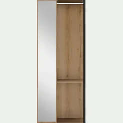 Armoire ouverte avec miroir H210cm - bois clair