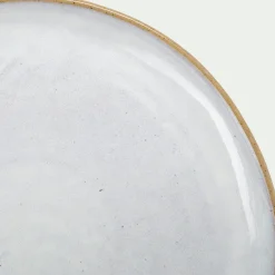 Assiette à dessert bicolore en grès recyclé D21,7cm - blanc