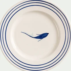 Assiette à dessert en faïence avec motif D22cm - blanc