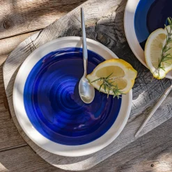 Assiette à dessert en faïence D20,5cm - bleu