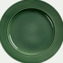 Assiette à dessert en grès D24cm - vert avocado