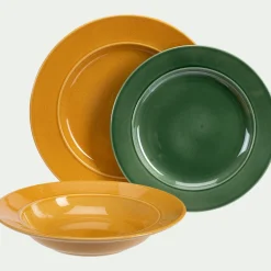 Assiette à dessert en grès D24cm - vert avocado