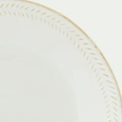 Assiette à dessert en grès avec liseré beige D23cm - blanc ventoux