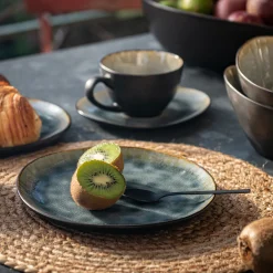 Assiette à dessert en grès émail réactif D20cm - gris