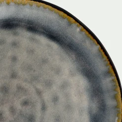 Assiette à dessert en grès émail réactif D20cm - gris