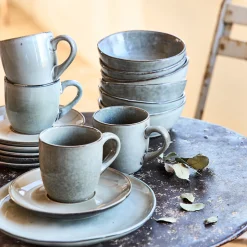 Assiette à dessert en grès D20cm - vert