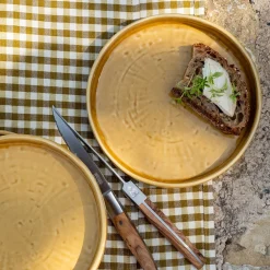 Assiette à dessert en grès D18,5cm - jaune argan