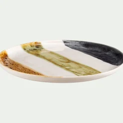 Assiette à dessert en grès peint D22,5cm - marron