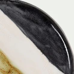 Assiette à dessert en grès peint D22,5cm - marron