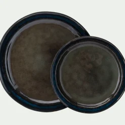 Assiette à dessert en grès D20,5cm - vert cèdre