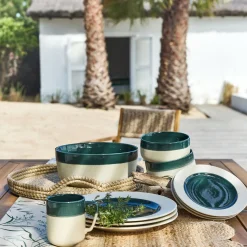 Assiette à dessert en grès D20cm - vert oyat