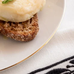 Assiette à dessert en porcelaine avec liseré doré D19cm - blanc