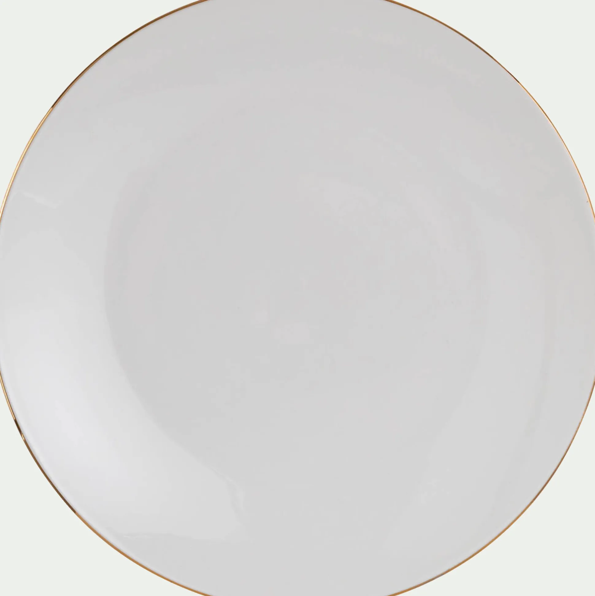 Assiette à dessert en porcelaine avec liseré doré D19cm - blanc