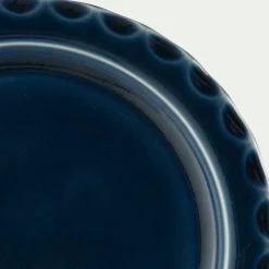 Assiette à dessert ondulée en grès D21cm - bleu