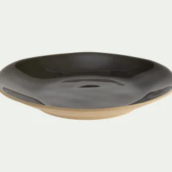Assiette à dessert organique en grès D21cm - vert cèdre