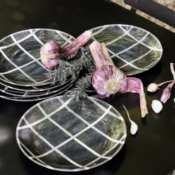 Assiette à dessert rayée en grès D21,6cm - noir