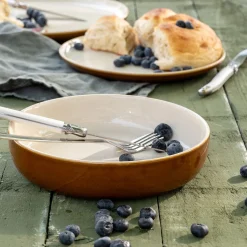 Assiette creuse en grès D20,6cm - brun laquier