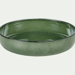 Assiette creuse en grès D20cm - vert avocado