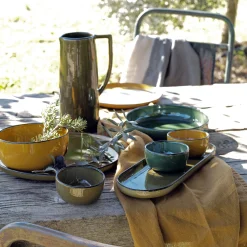 Assiette creuse en grès D20cm - vert avocado