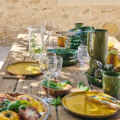 Assiette creuse en grès D20cm - vert avocado