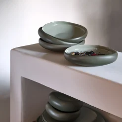 Assiette creuse en grès D20cm - vert olivier