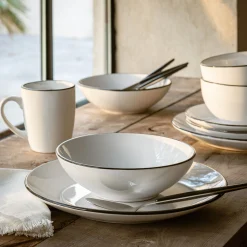 Assiette creuse en grès D18,5cm - blanc