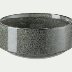 Assiette creuse en grès émail réactif D15,5cm - vert