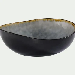 Assiette creuse en grès émail réactif D20cm - gris