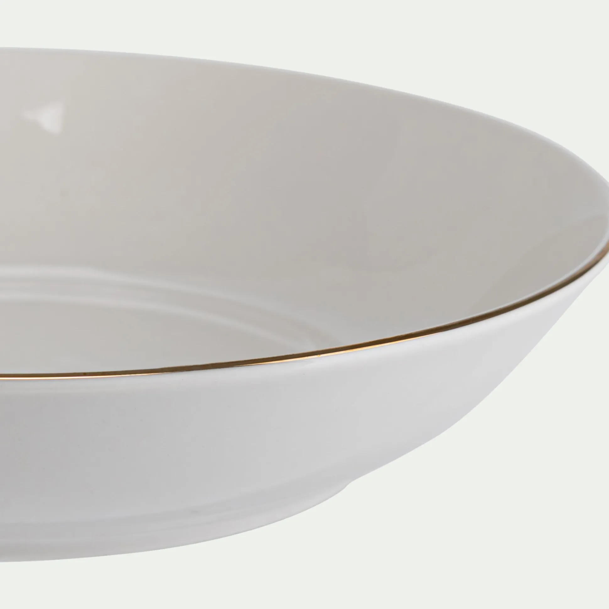 Assiette creuse en porcelaine avec liseré doré D20cm - blanc