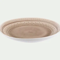 Assiette plate à motifs en grès D26,6cm - beige alpilles