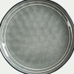 Assiette plate à rayures en grès D27,5cm - bleu calaluna