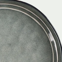 Assiette plate à rayures en grès D27,5cm - bleu calaluna