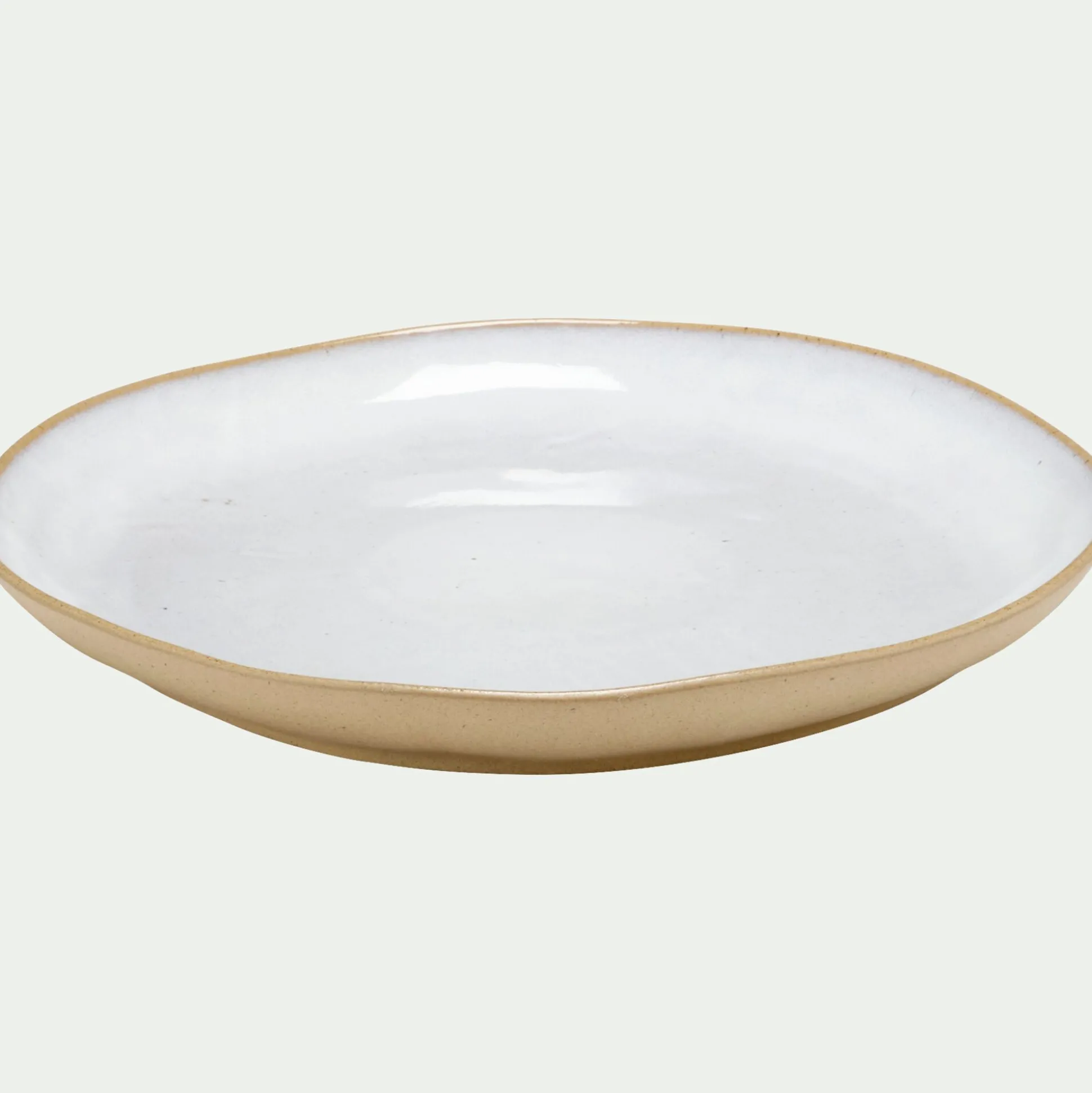 Assiette plate bicolore en grès recyclé D28cm - blanc