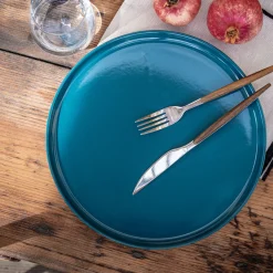 Assiette plate en faïence D28cm - bleu figuerolles