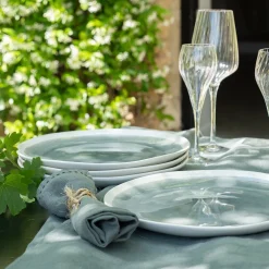 Assiette plate en grès D27,5cm - bleu autan